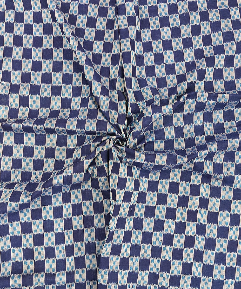 2.5 m Sky blue black handwoven cotton sambalpuri kurta material