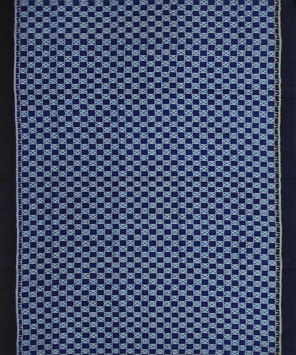 2.5 m Sky blue black handwoven cotton sambalpuri kurta material