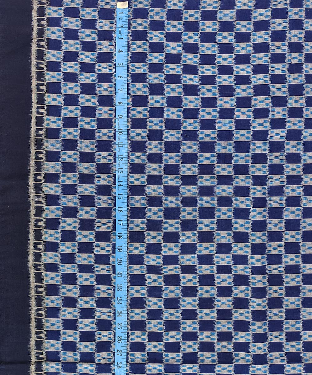 2.5 m Sky blue black handwoven cotton sambalpuri kurta material