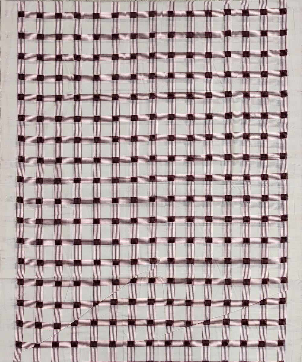 2.5 m Offwhite check handwoven cotton sambalpuri kurta material