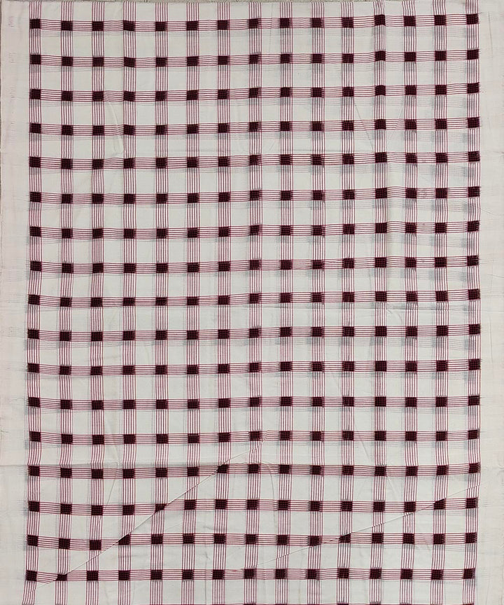 2.5 m Offwhite check handwoven cotton sambalpuri kurta material