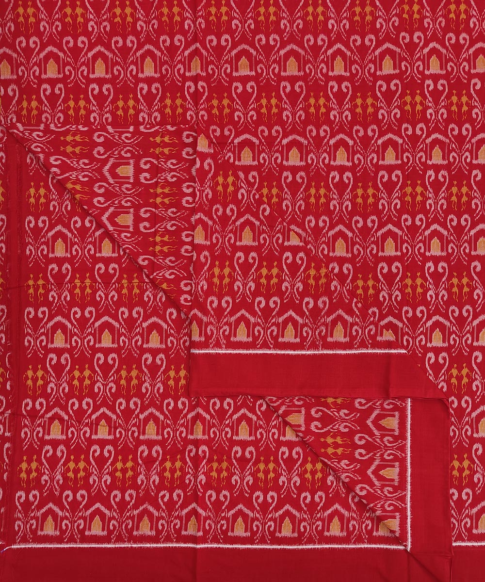 2.5 m Red handwoven sambalpuri cotton kurta material