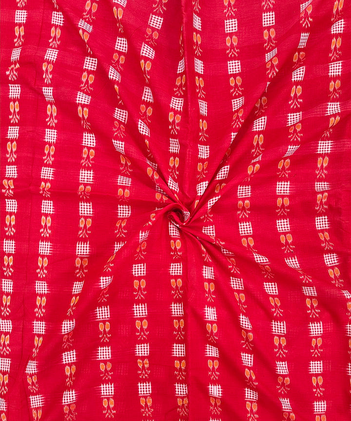 2.5 m Red white handwoven cotton sambalpuri kurta material