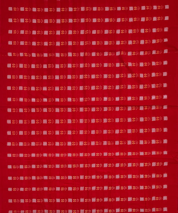 2.5 m Red white handwoven cotton sambalpuri kurta material