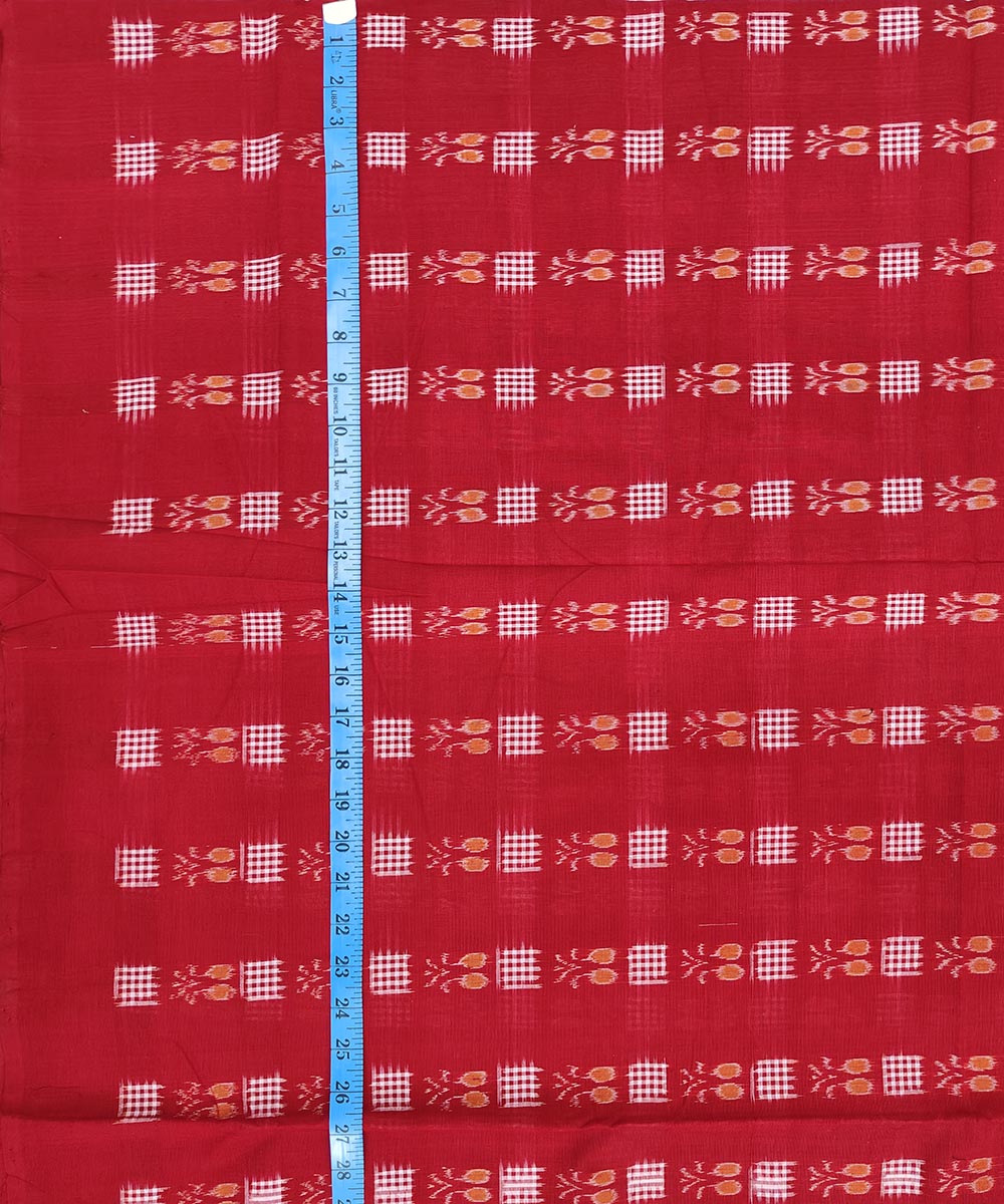 2.5 m Red white handwoven cotton sambalpuri kurta material