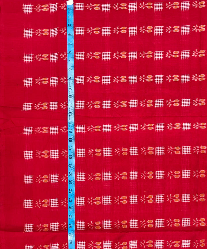 2.5 m Red white handwoven cotton sambalpuri kurta material