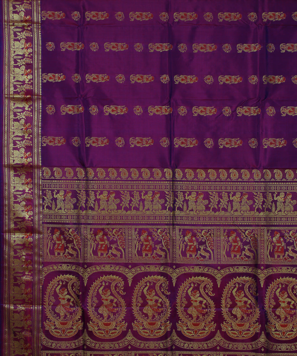 Blue rani dual shaded handwoven meenakari baluchari silk saree