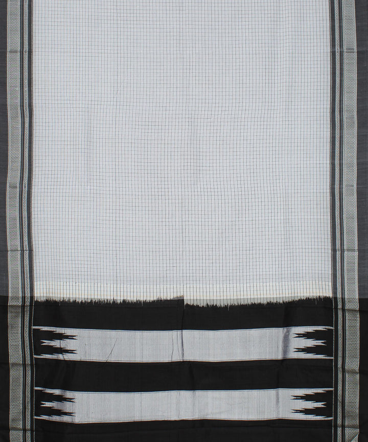 White black stripes grey chikki paras cotton handloom ilkal saree
