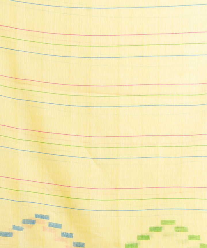 Yellow handwoven cotton bengal saree