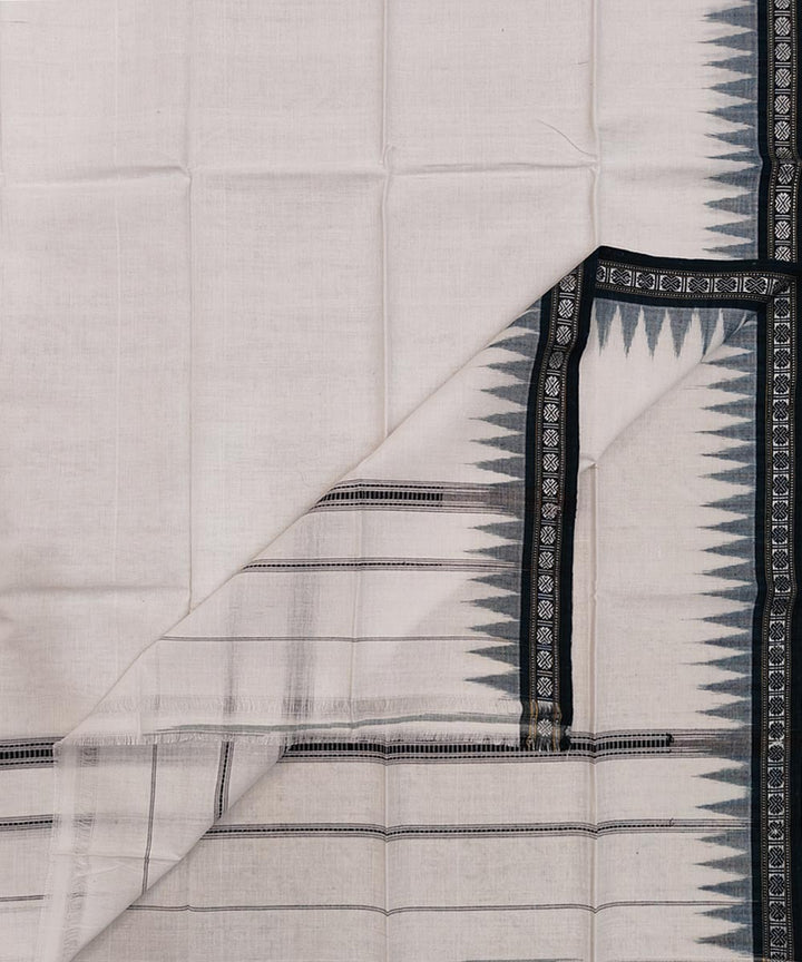 Offwhite dark green handwoven cotton sambalpuri towel gamcha
