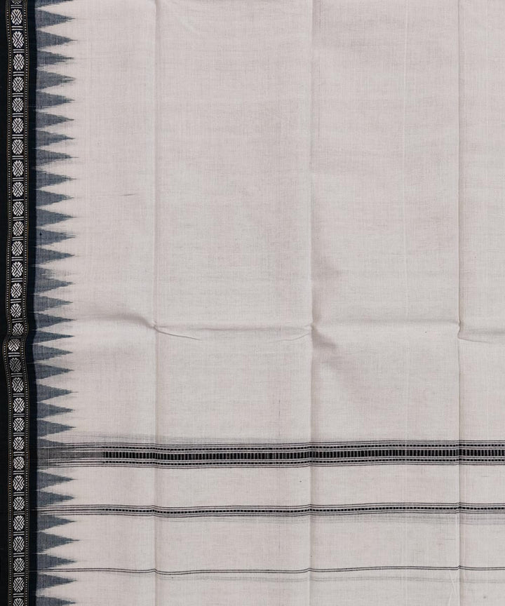 Offwhite dark green handwoven cotton sambalpuri towel gamcha