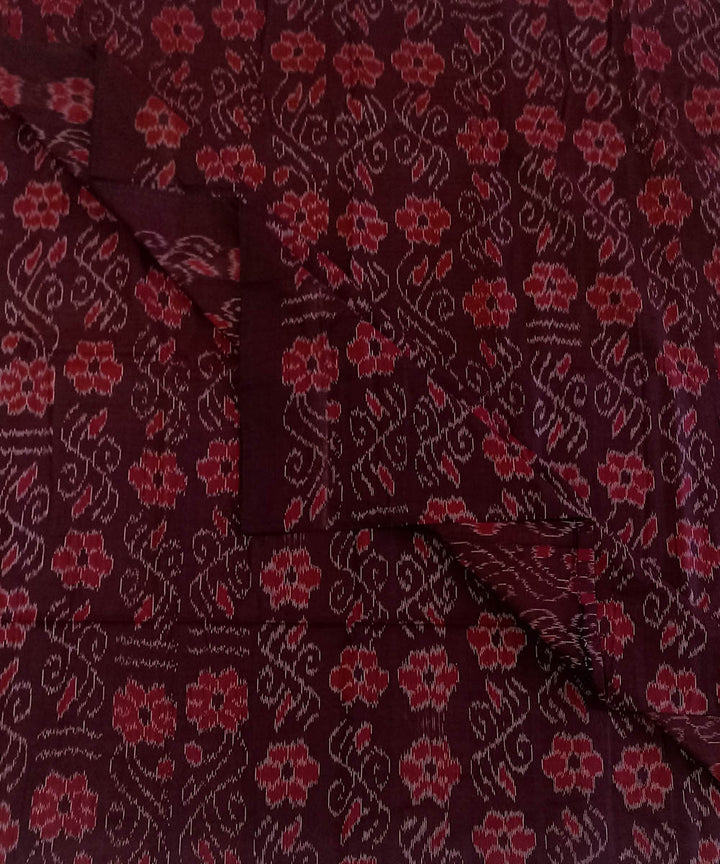 Dark maroon handloom nuapatna cotton fabric
