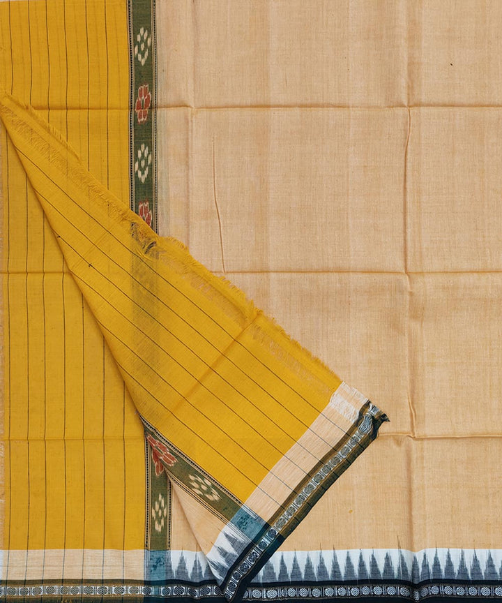 Flax yellow deep green handwoven cotton sambalpuri towel gamcha