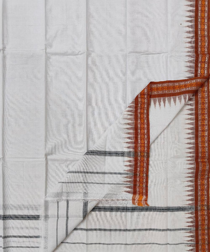 Offwhite maroon handwoven cotton sambalpuri towel gamcha