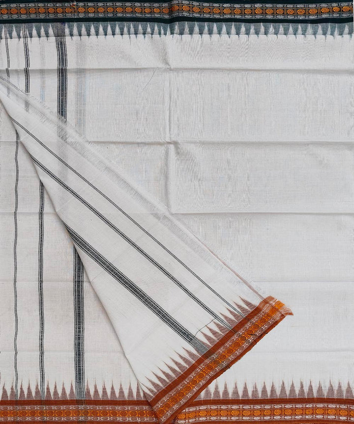 Offwhite maroon handwoven cotton sambalpuri towel gamcha