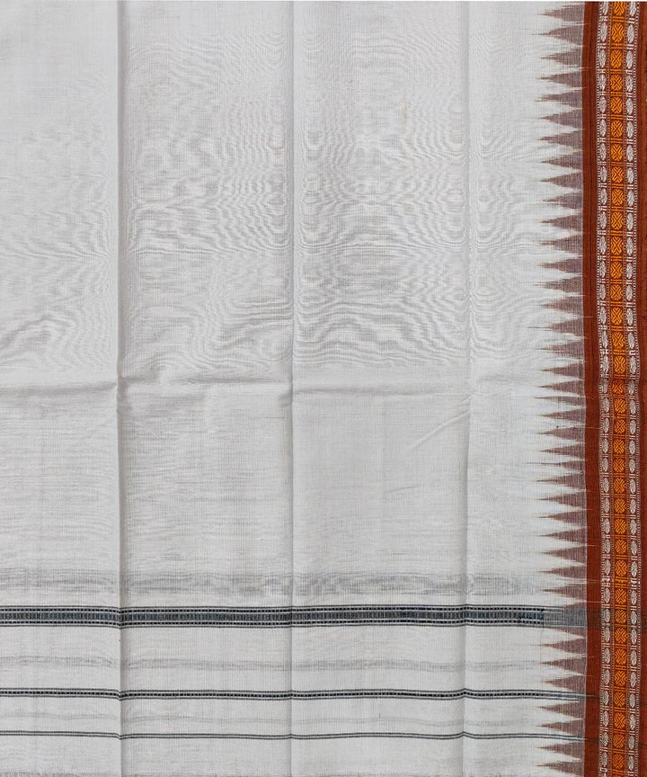 Offwhite maroon handwoven cotton sambalpuri towel gamcha