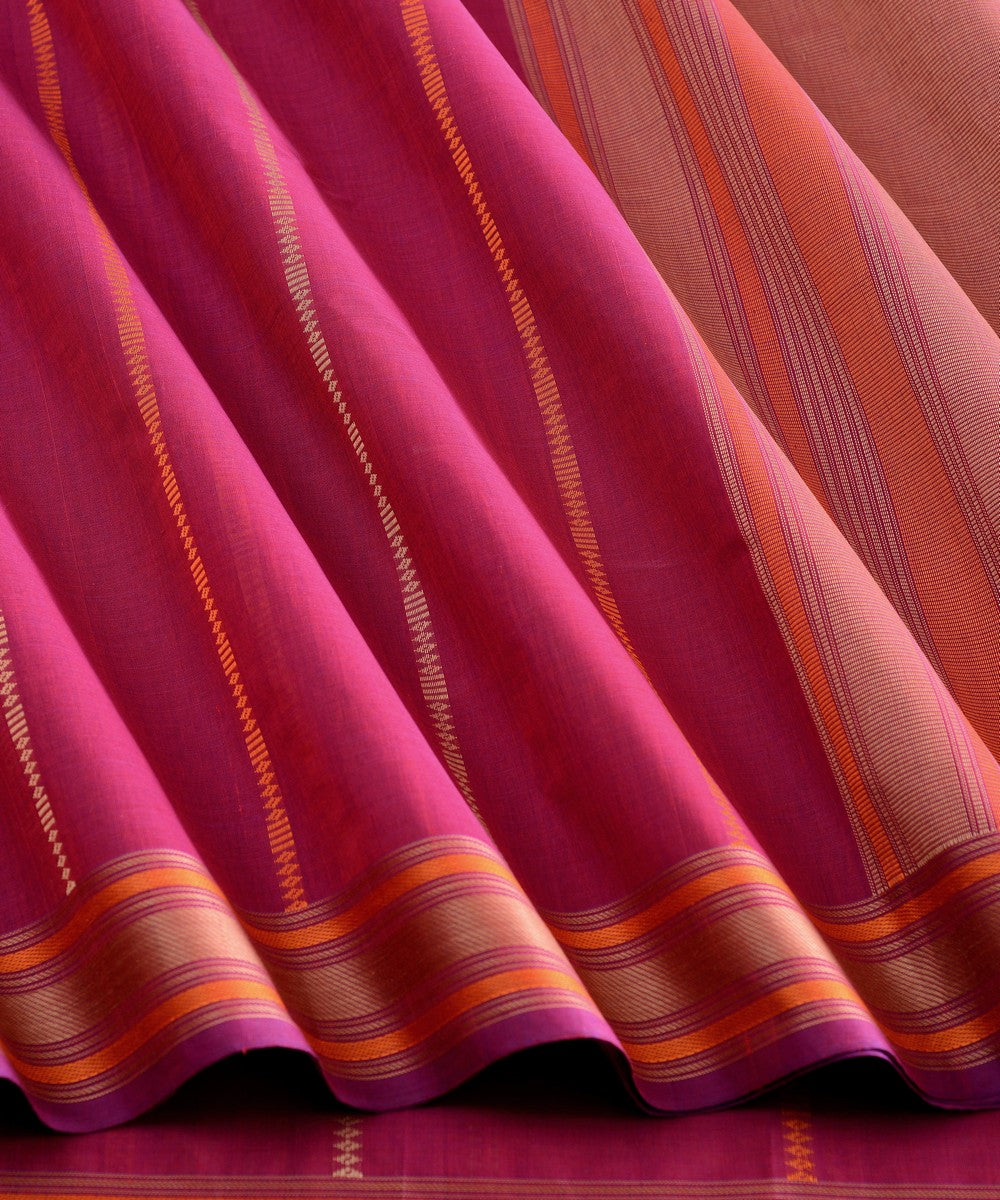 Magenta cotton handloom kanchi saree