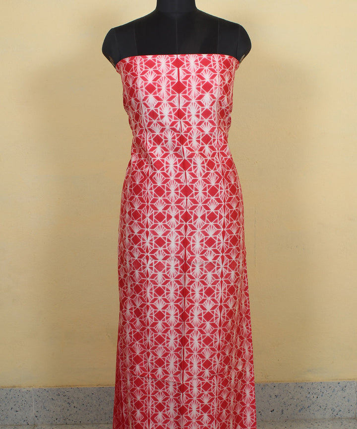 2.9m red handwoven cotton silk shibori kurta material