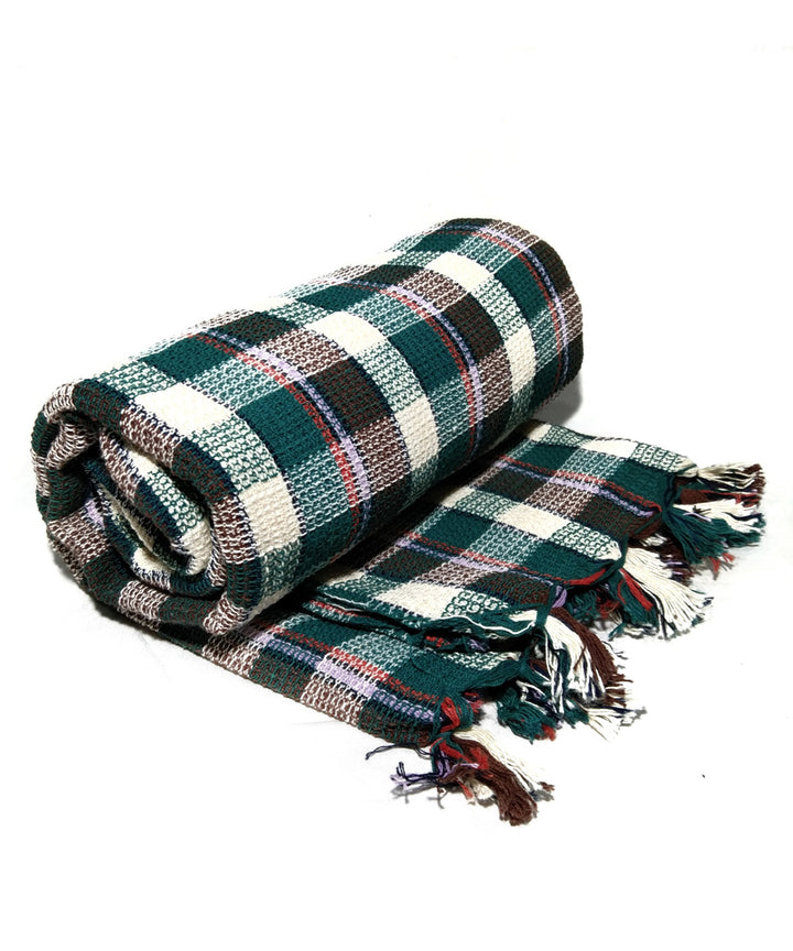 Multicolor checks handloom cotton towel