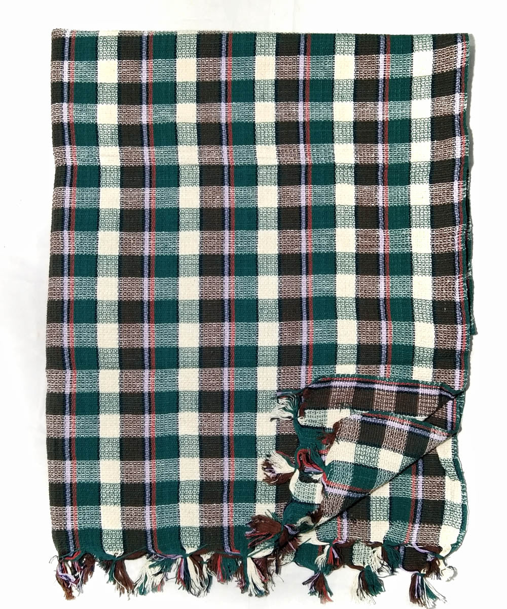 Multicolor checks handloom cotton towel