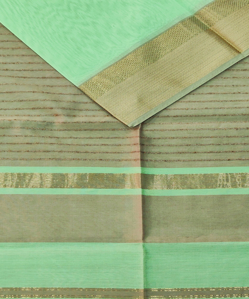 Sea green handwoven maheshwari cotton silk saree