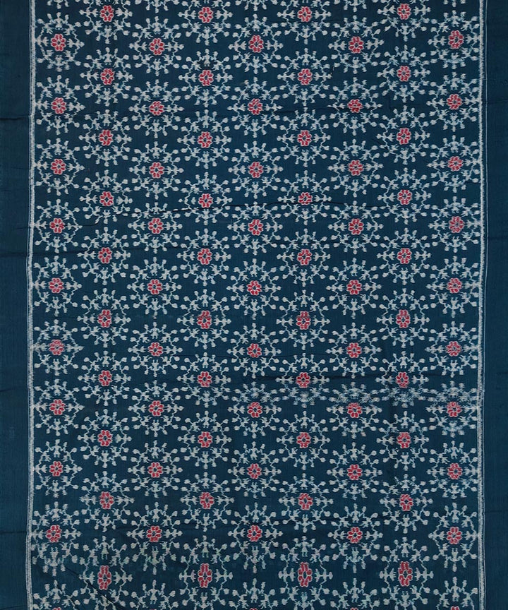 Indigo red handwoven cotton sambalpuri dress material