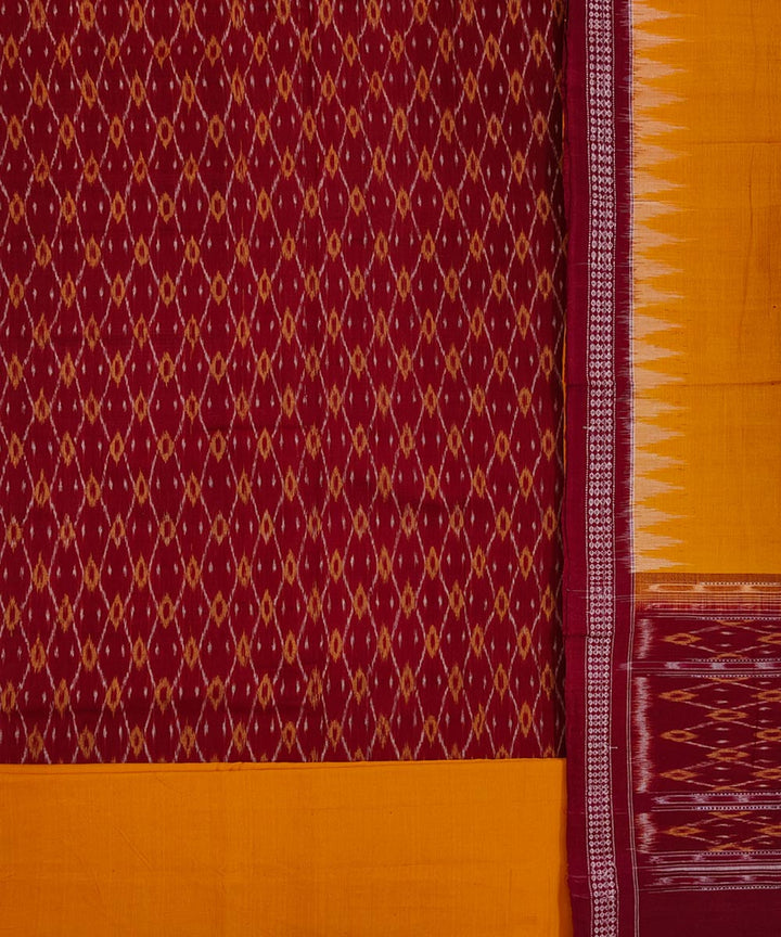 Maroon mustard handwoven cotton sambalpuri dress material