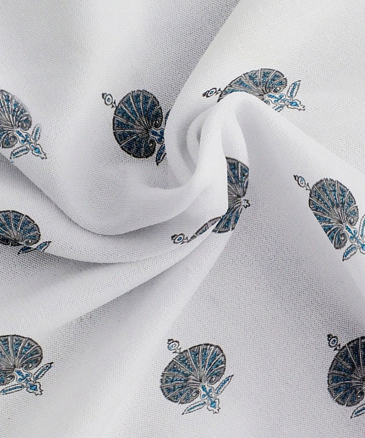 White navy blue hand block printed king size cotton double bedsheet