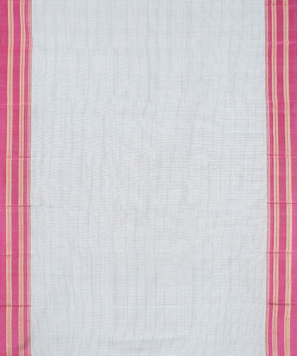 White pink gayatri ilkal handloom cotton saree