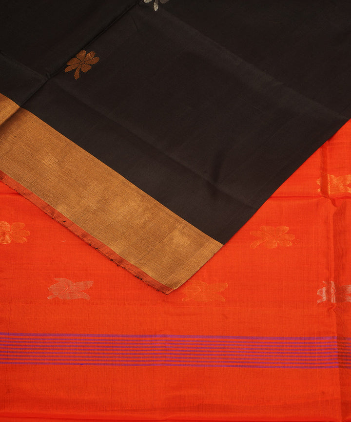 Black orange silk handloom uppada saree