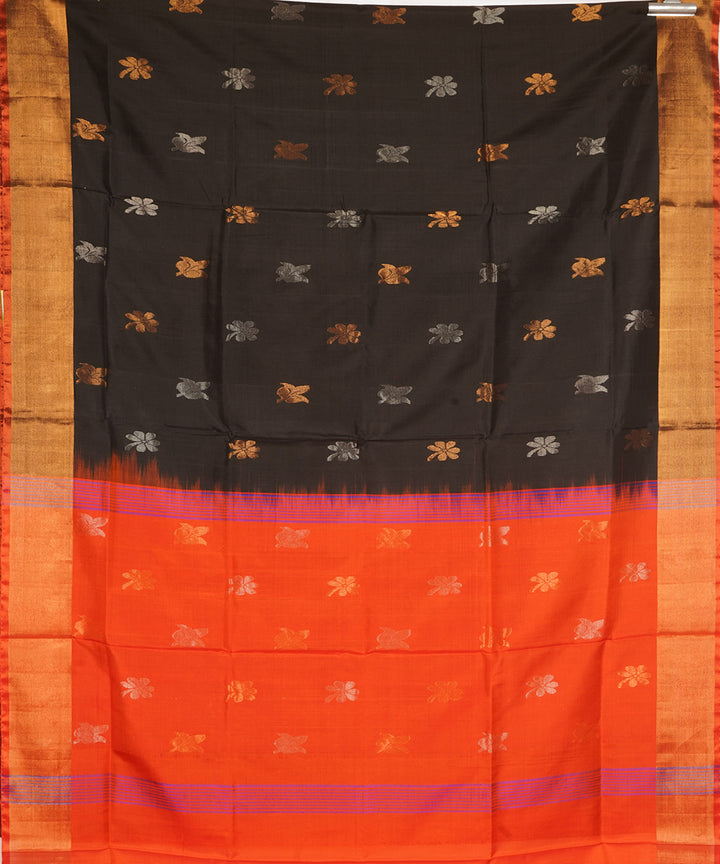 Black orange silk handloom uppada saree