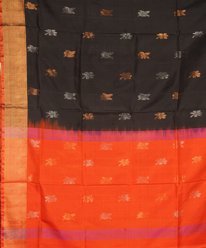 Black orange silk handloom uppada saree