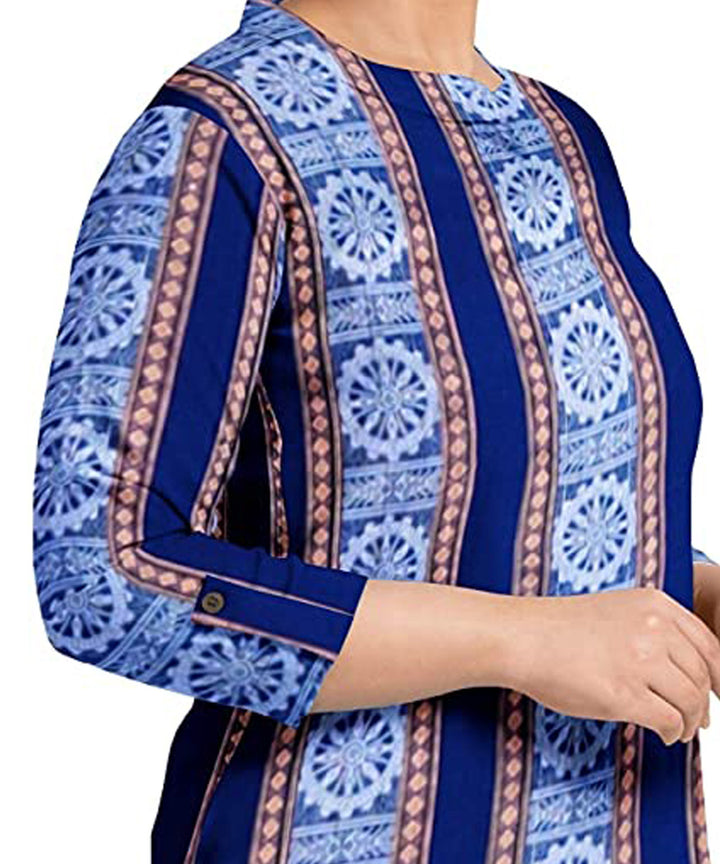 Navy blue  handwoven cotton nuapatna dress material