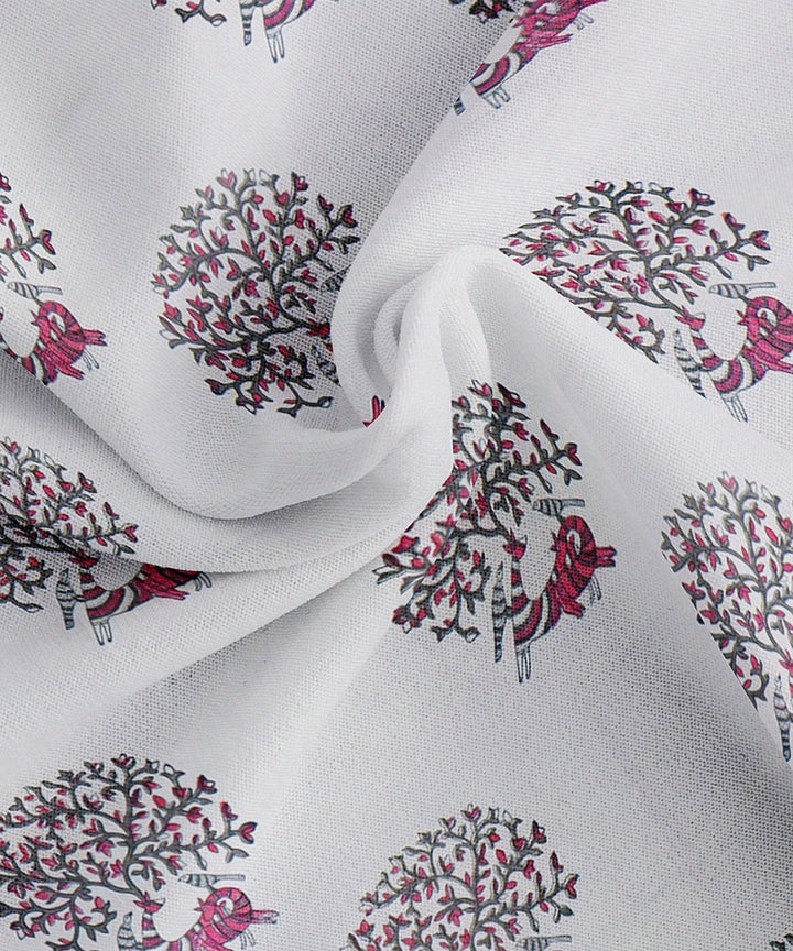 White brown hand block printed king size cotton double bedsheet