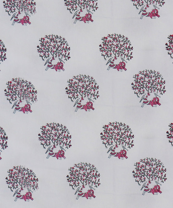 White brown hand block printed king size cotton double bedsheet