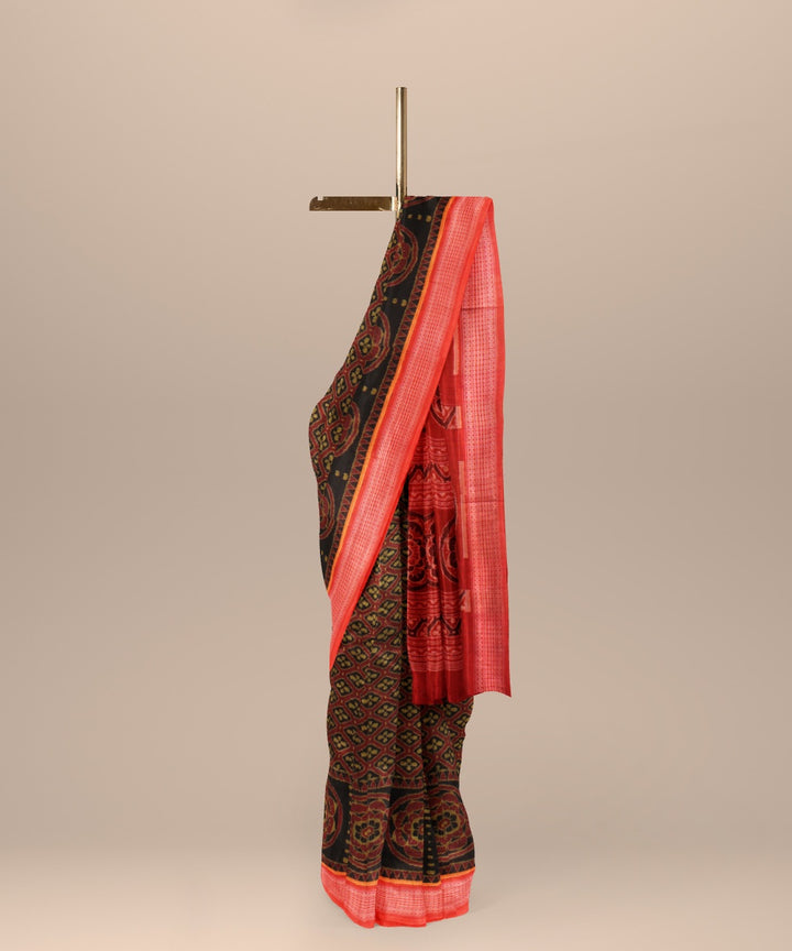 Black orange cotton handloom sambalpuri saree