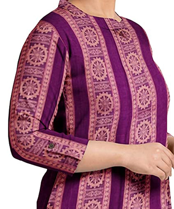 Magenta  handwoven cotton nuapatna dress material