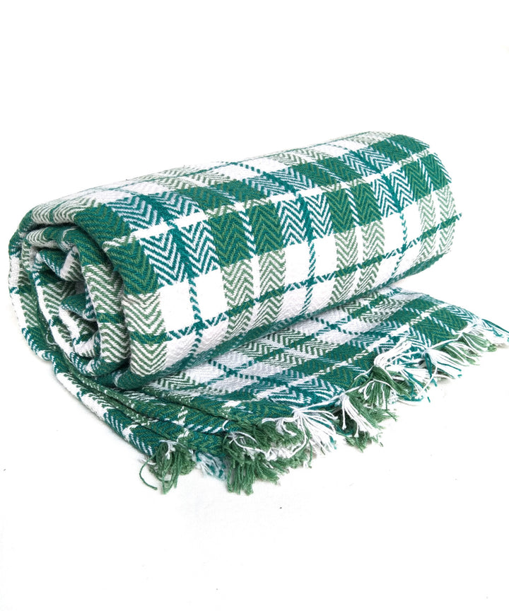 White green checks handwoven cotton towel