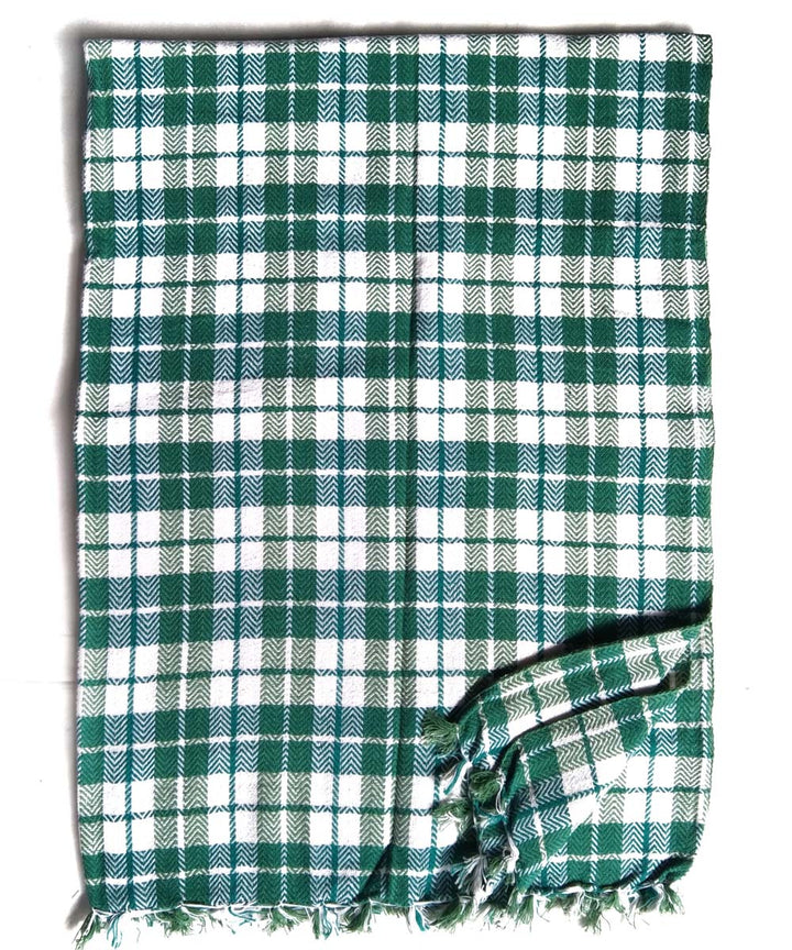 White green checks handwoven cotton towel
