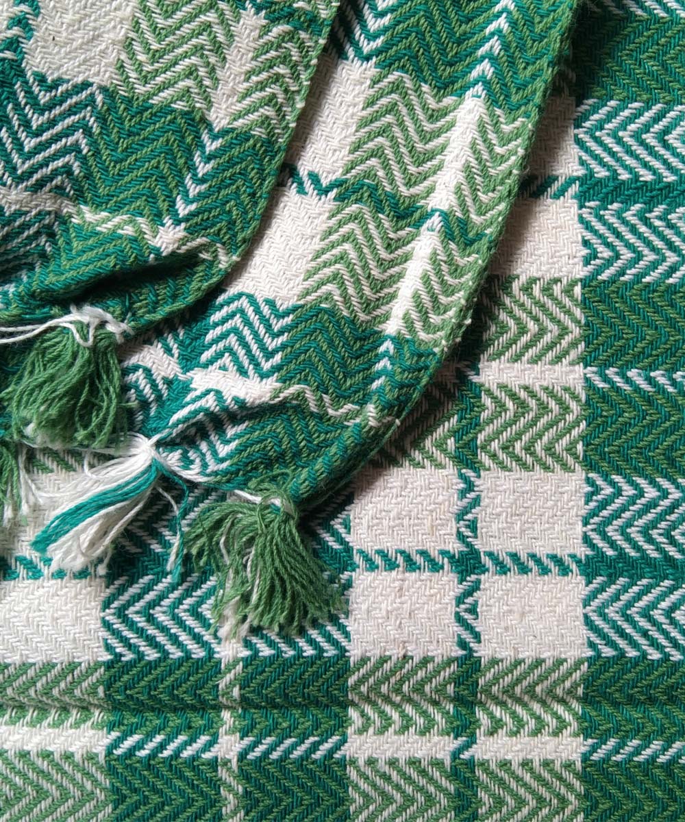 White green checks handwoven cotton towel