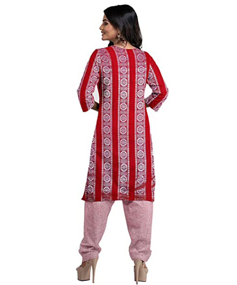 Red handwoven cotton nuapatna dress material