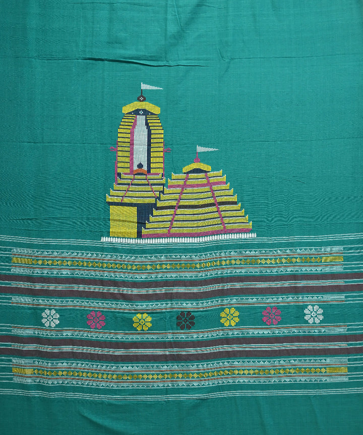 Dark Green multi colour Handmade Cotton Dhala pathara parada