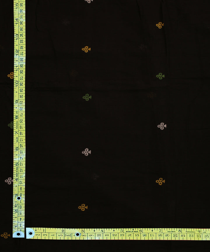 0.36m Black handwoven cotton jamdani fabric