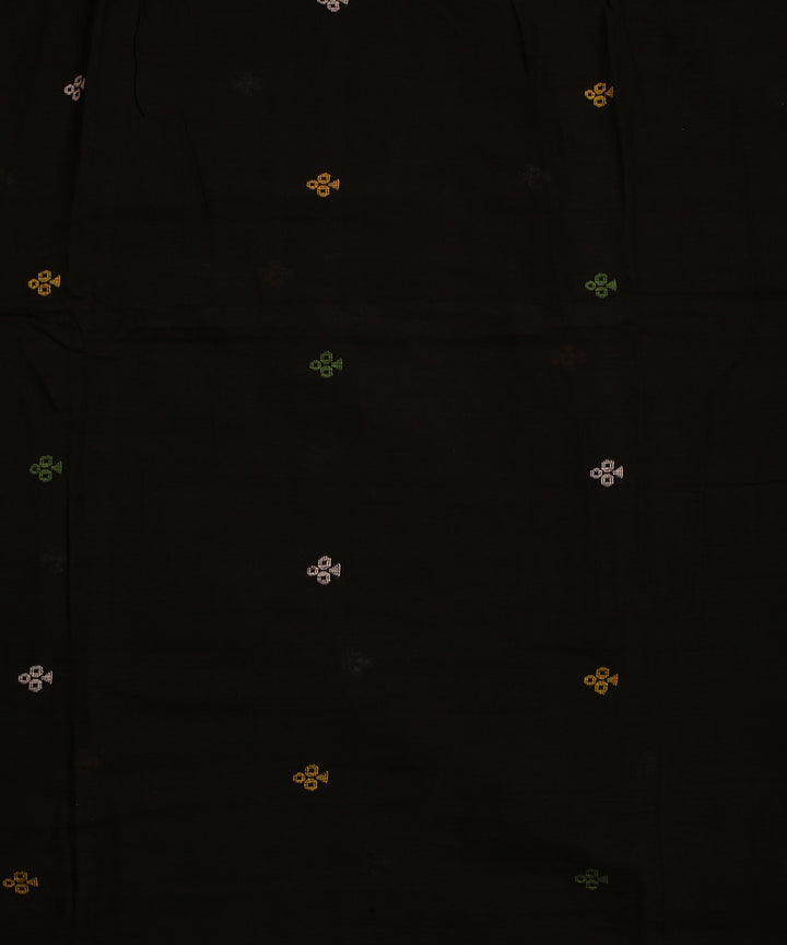 0.36m Black handwoven cotton jamdani fabric