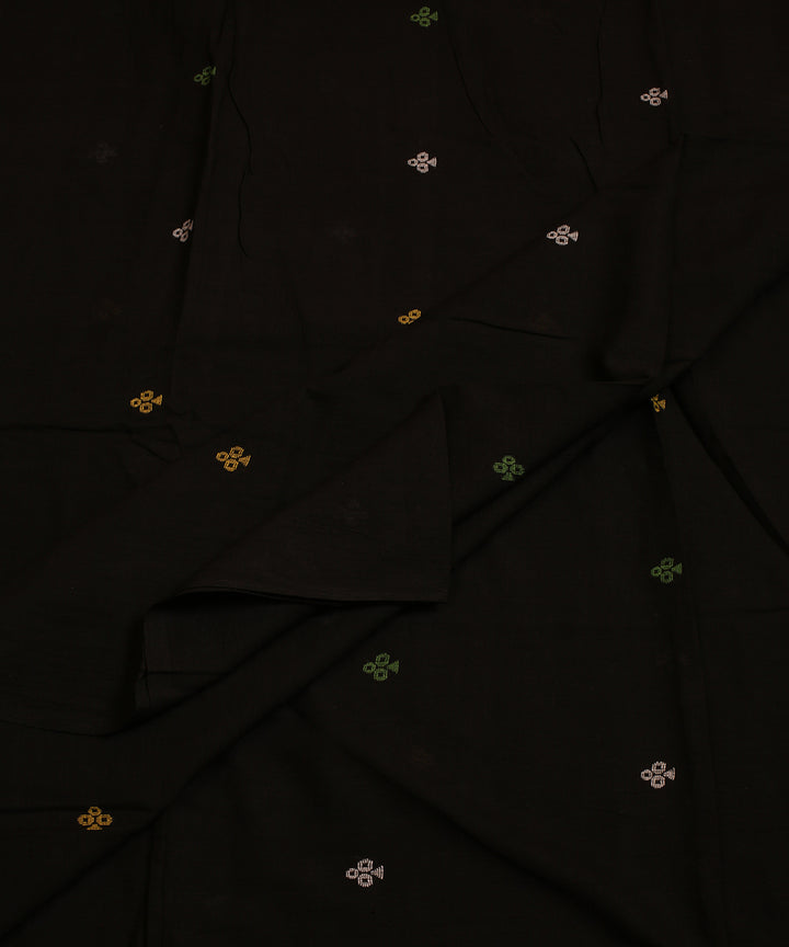 0.36m Black handwoven cotton jamdani fabric
