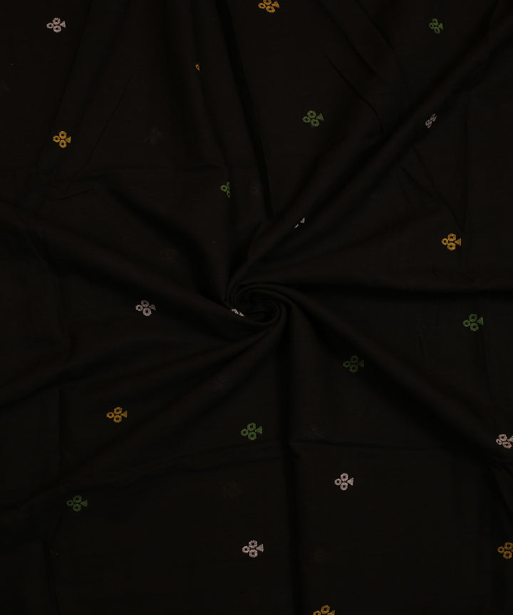 0.36m Black handwoven cotton jamdani fabric