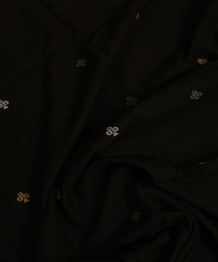 0.36m Black handwoven cotton jamdani fabric