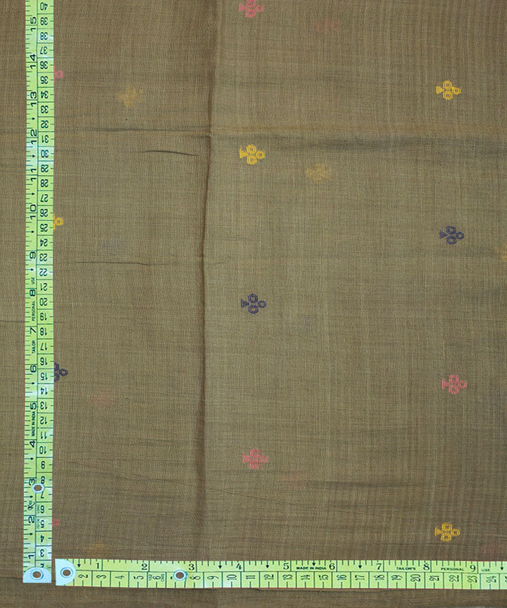 Khakhi cotton handwoven jamdani fabric