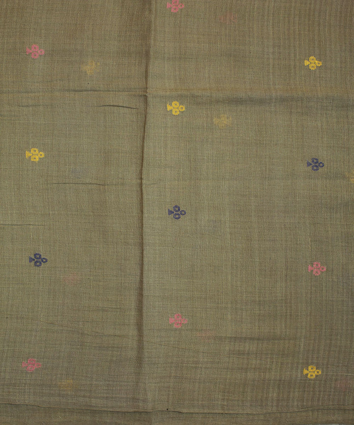 Khakhi cotton handwoven jamdani fabric