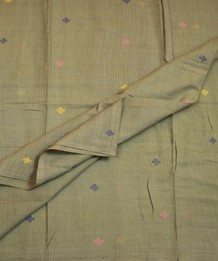 Khakhi cotton handwoven jamdani fabric